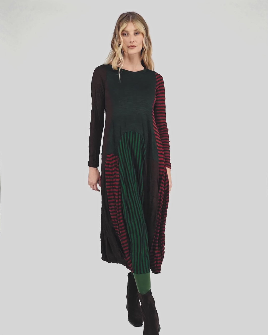 Juno Crew Cocoon Dress, Stripes