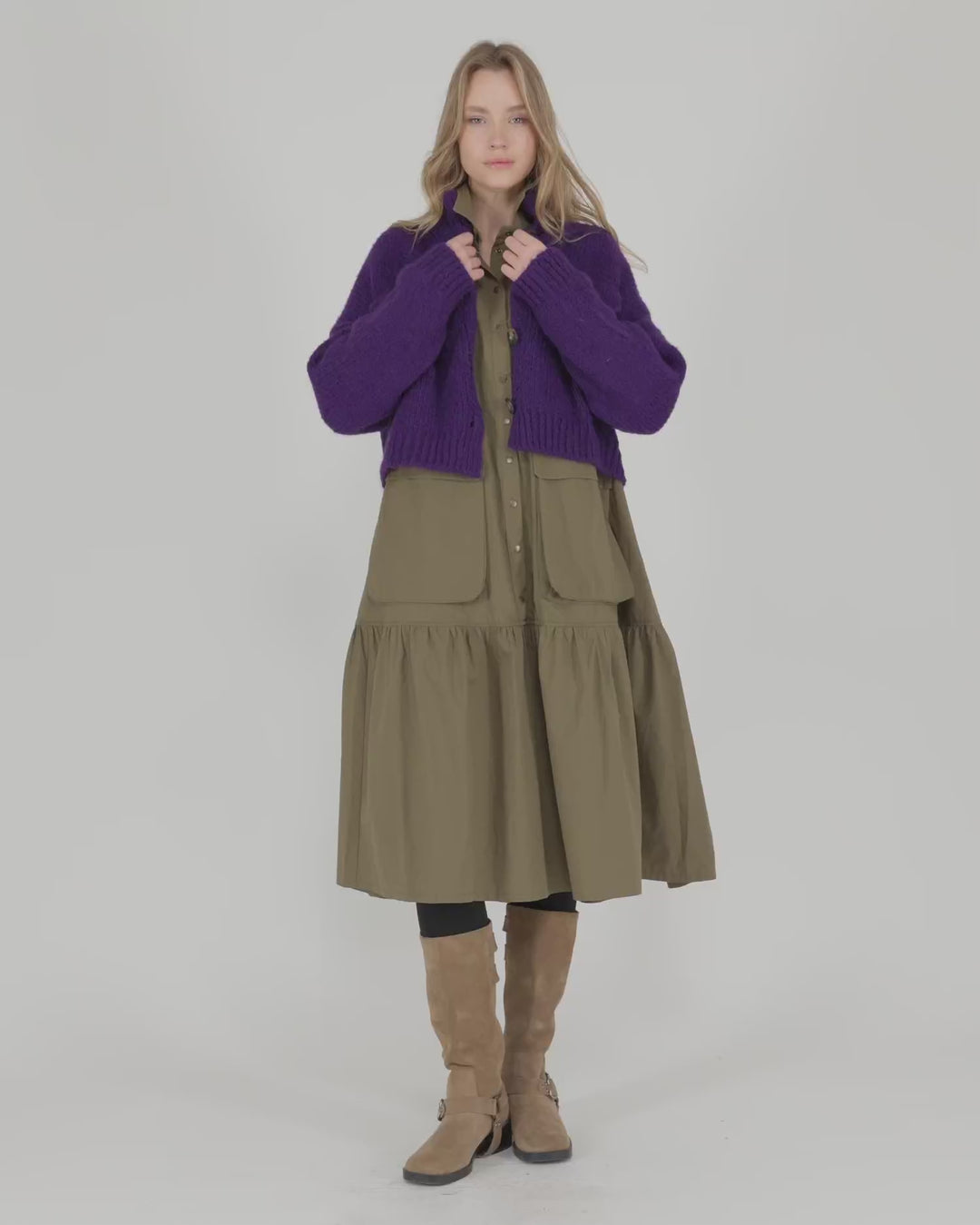 Trucker Cardigan, Purple