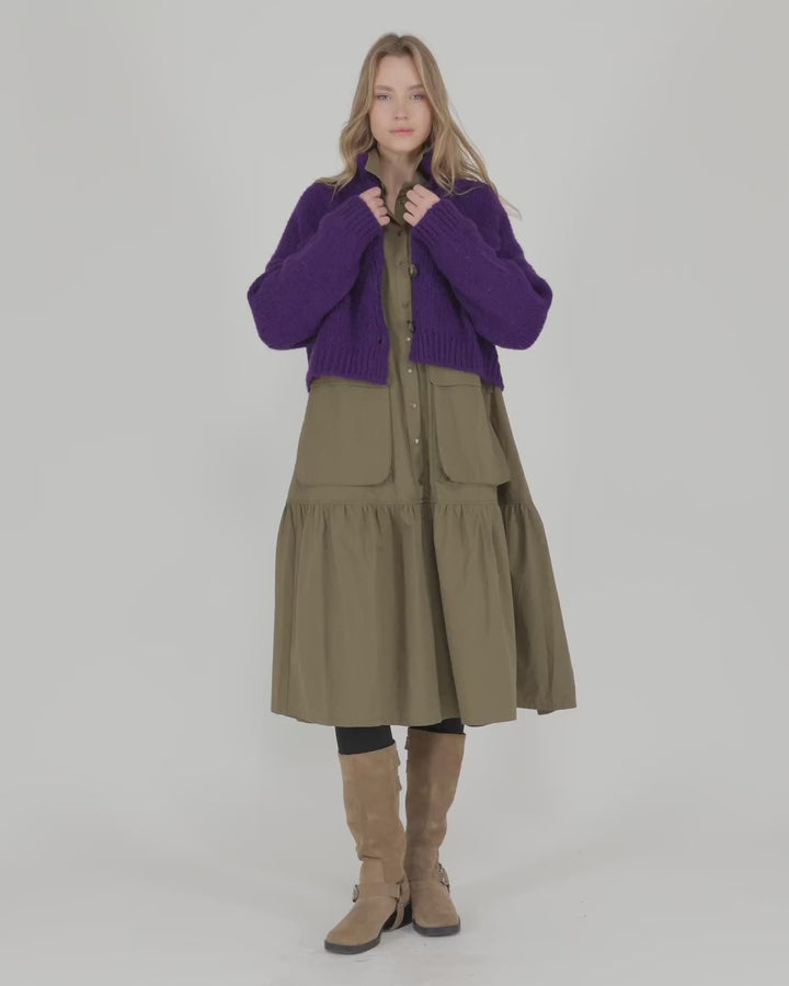 Trucker Cardigan, Purple