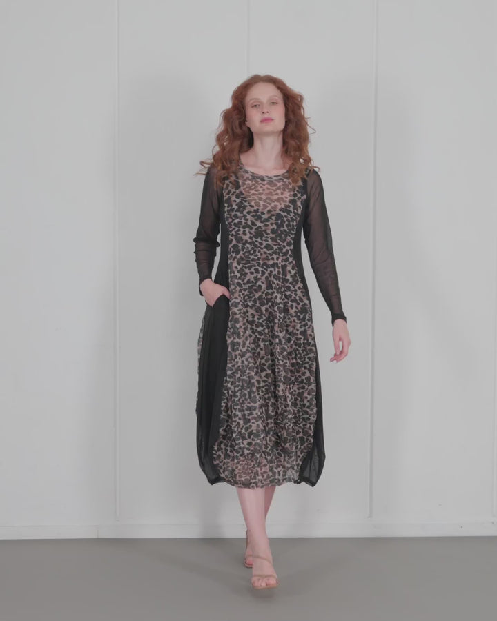 Irina Crew Cocoon Dress, Leopard