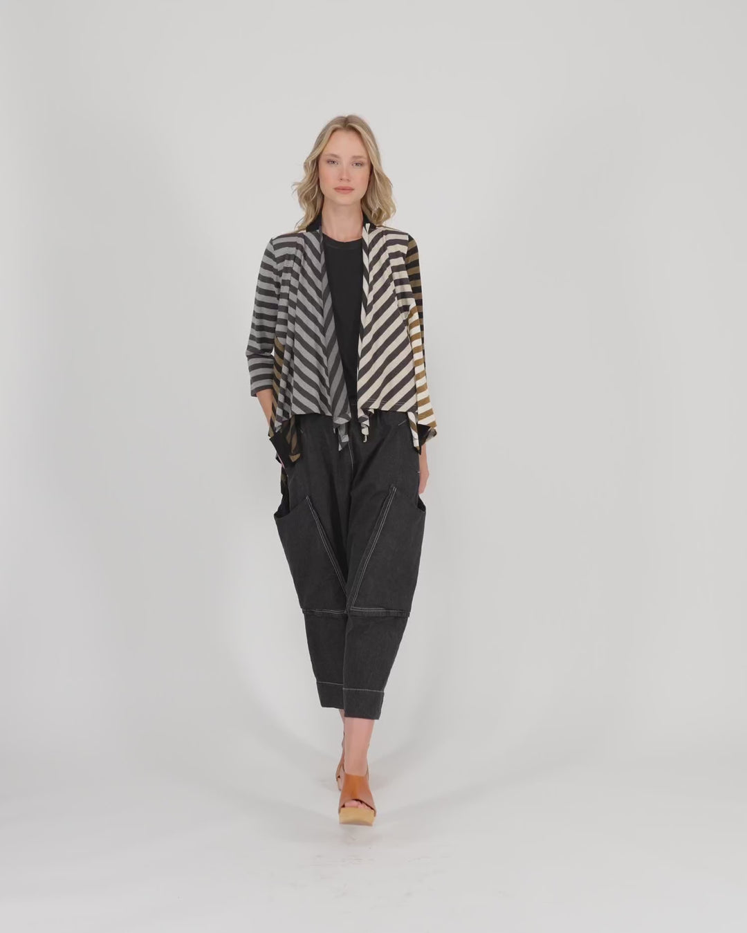 Urban Crosscourt Draped Cardigan, Stripes