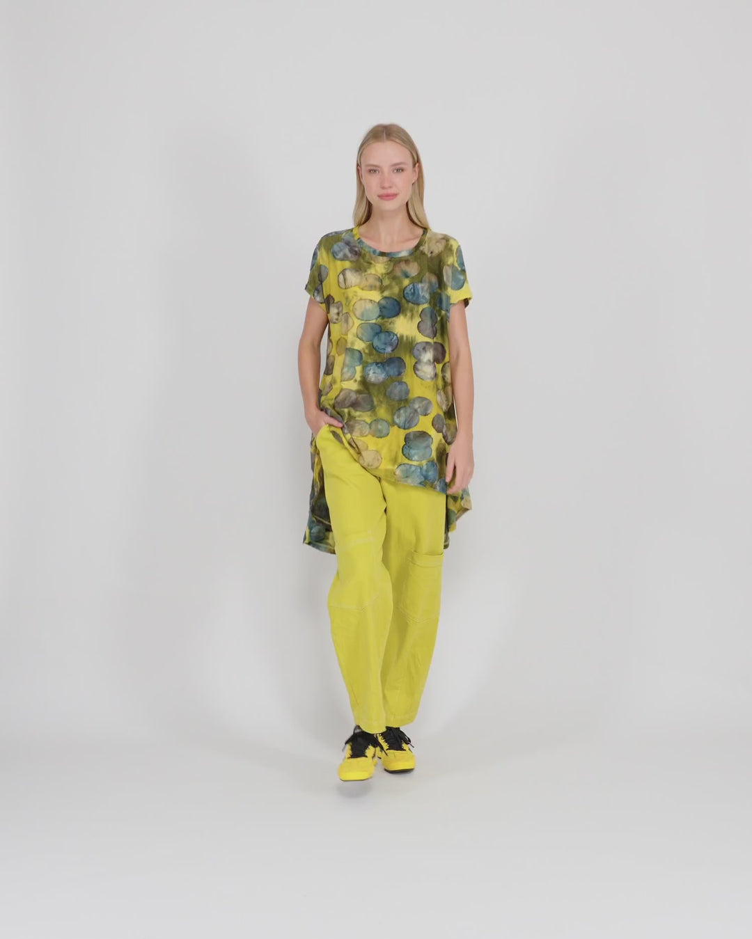 Soft Rebel Swing Tunic, Gold/Ocean Dots