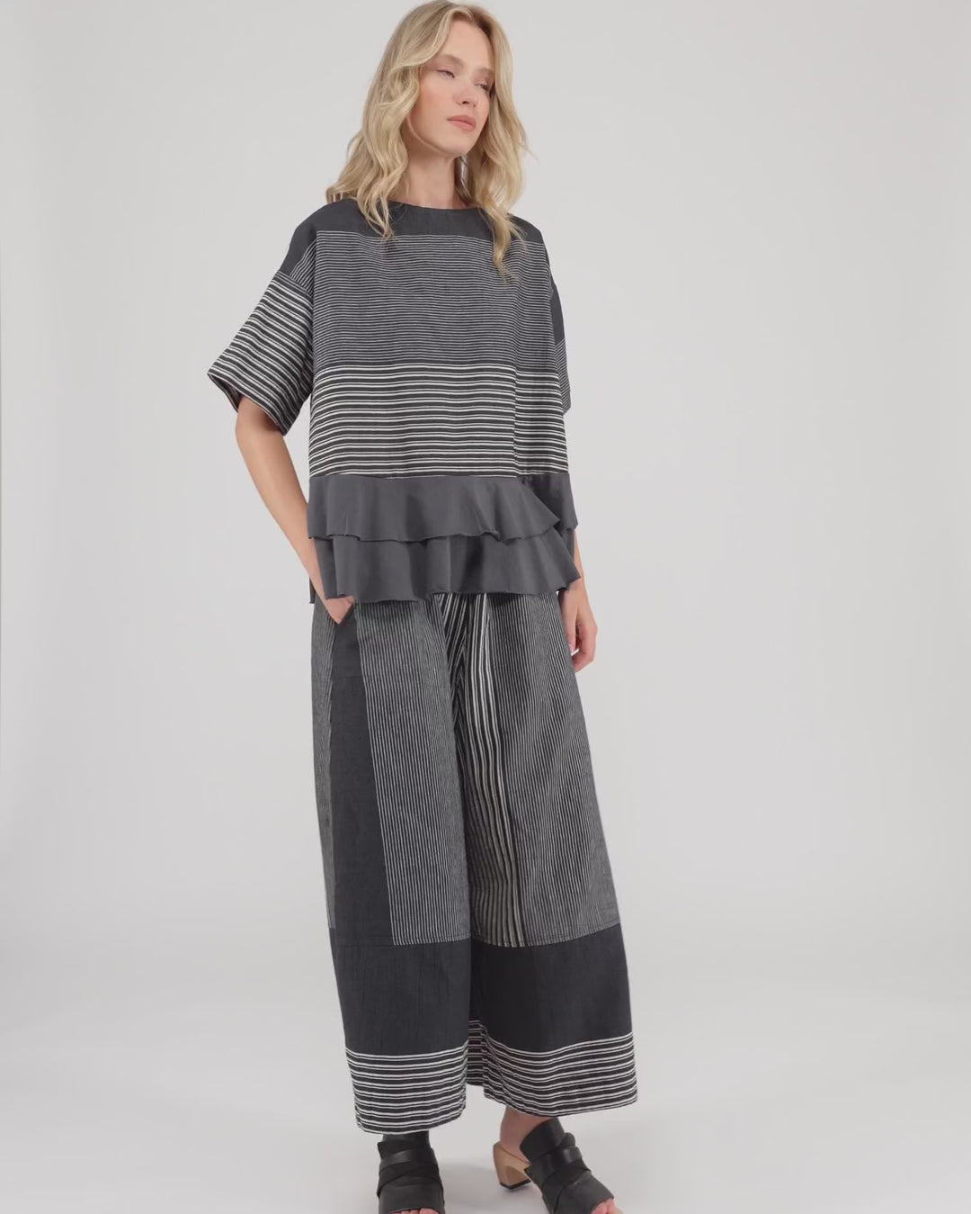 Urban Marisol Wide Leg Pant, Slate Stripes
