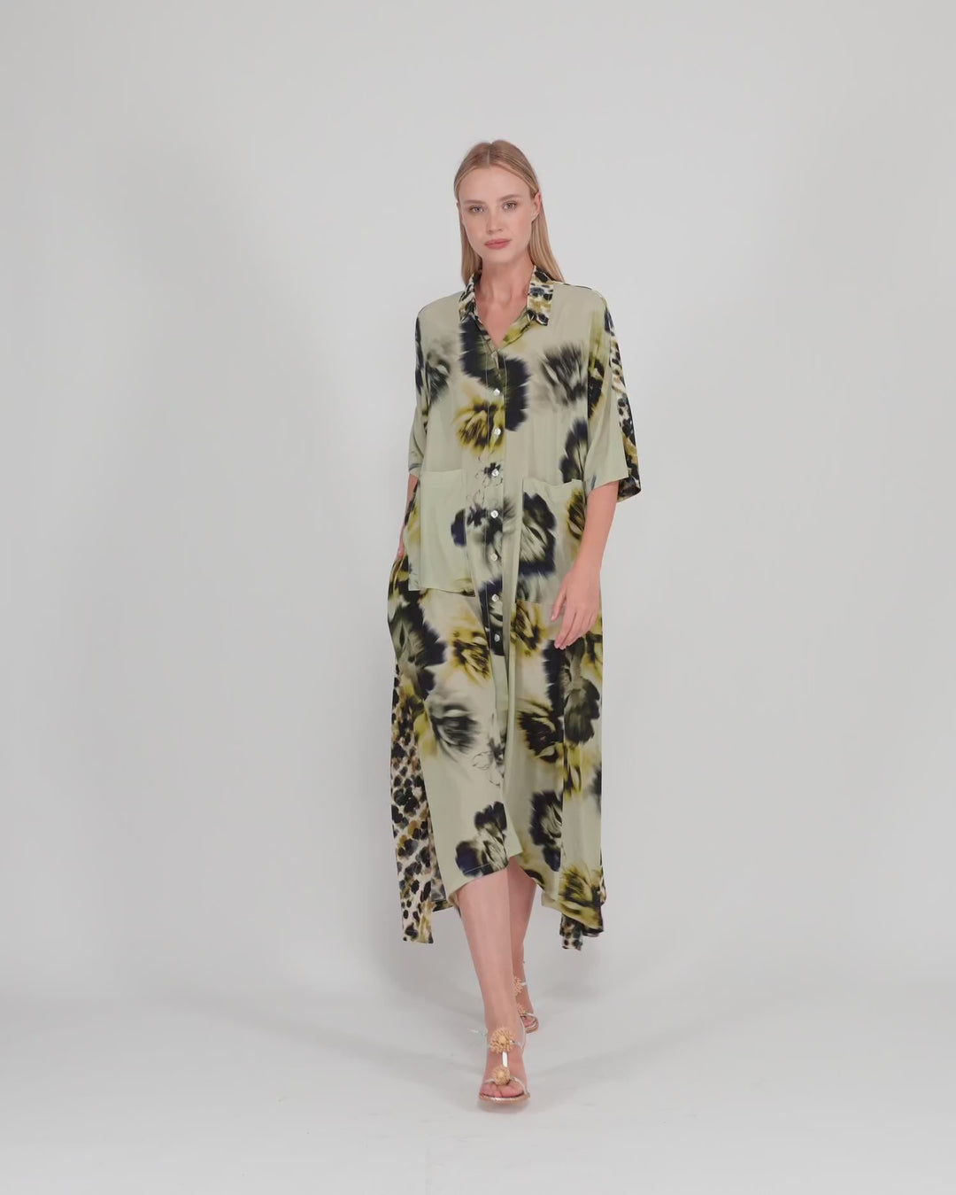 Champaca Maxi Dress, Beige Floral