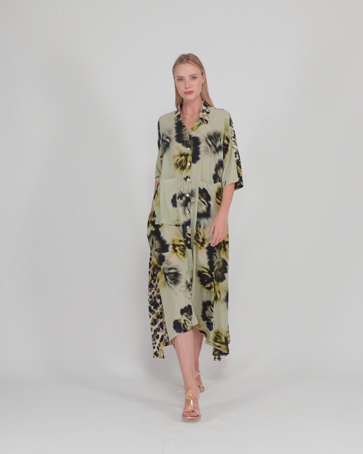 Champaca Maxi Dress, Beige Floral