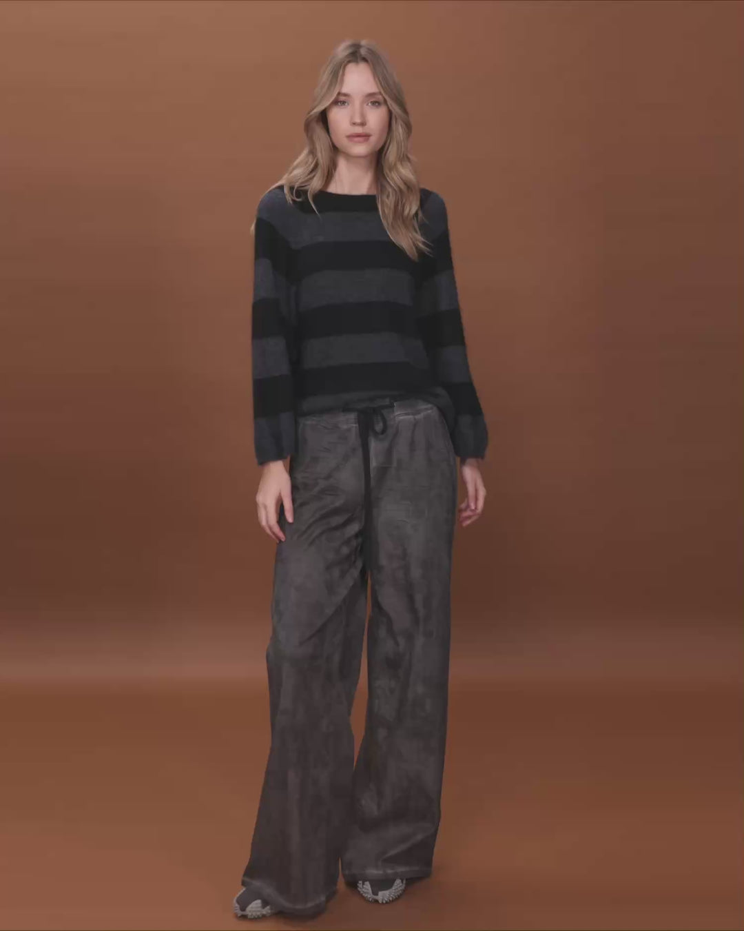 Spry Striped Sweater, Black/Graphite