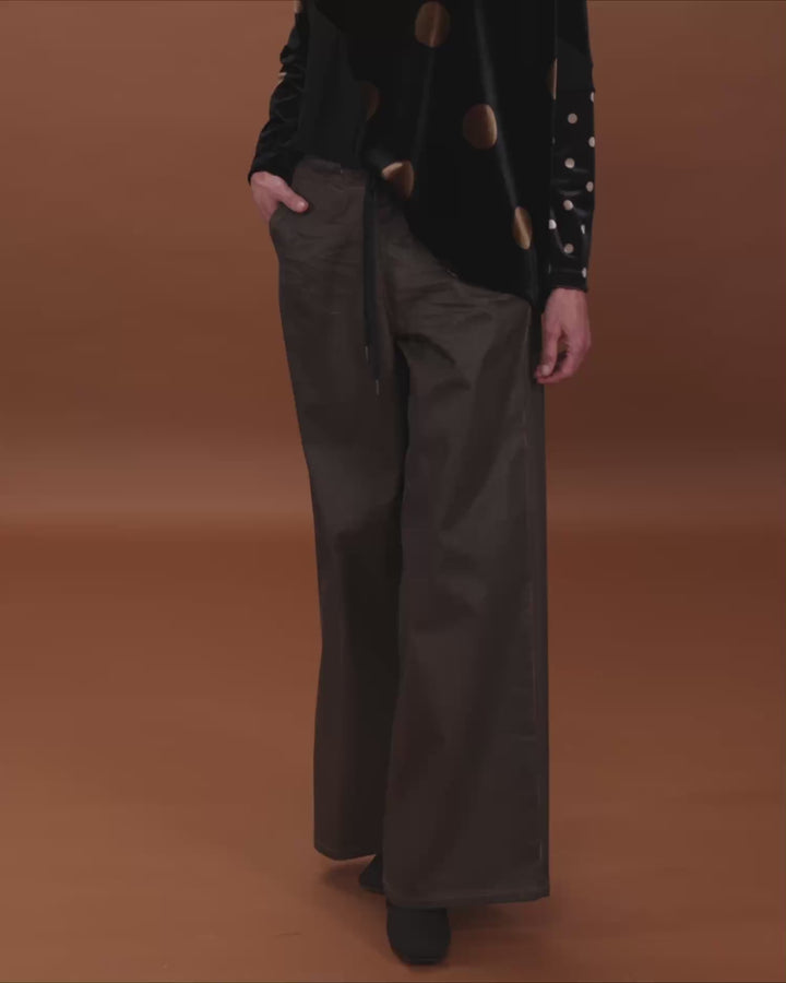 Pinstripe Wide Leg Stretch Jeans, Hickory