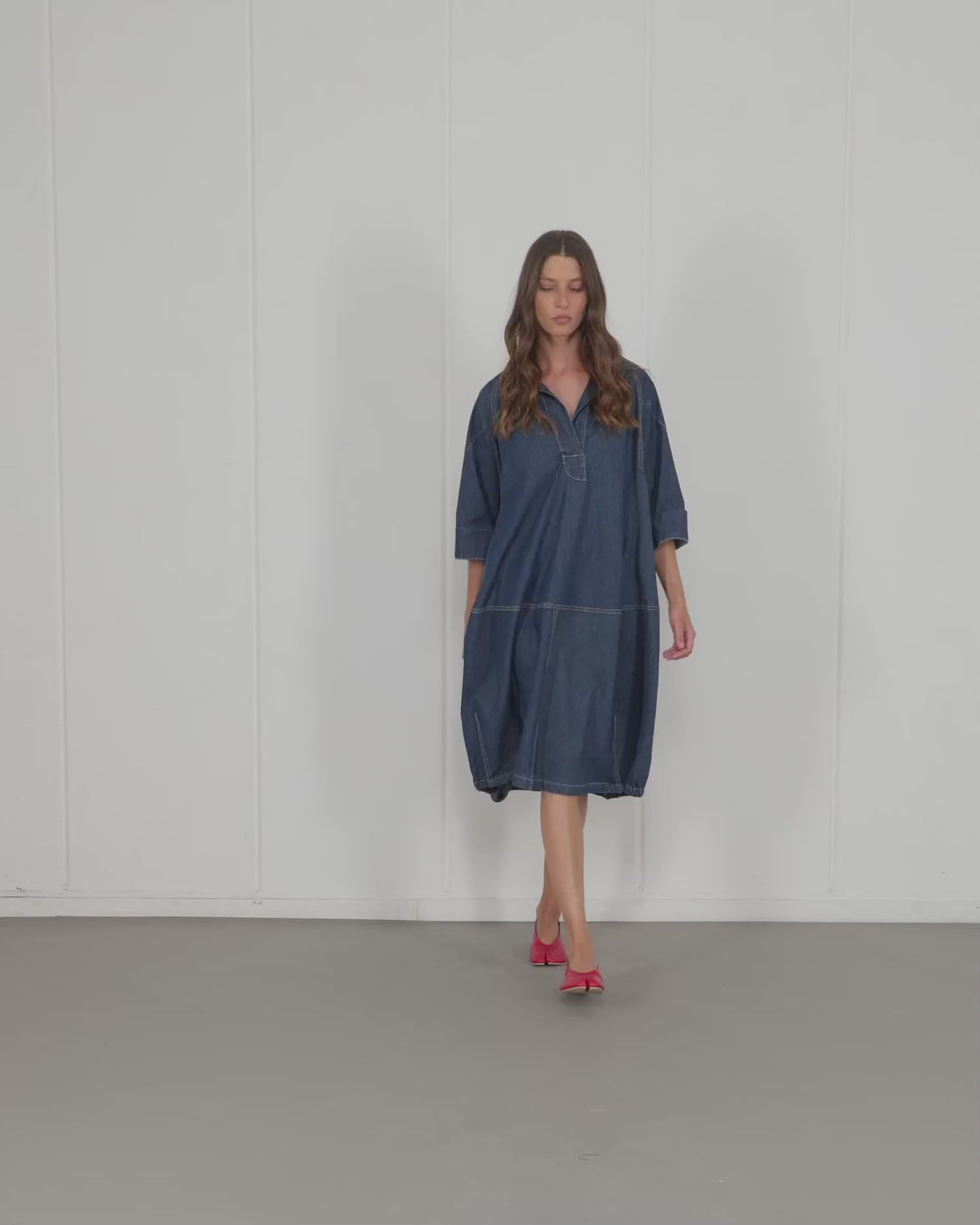 Panama Oversized Shirt Dress, Denim