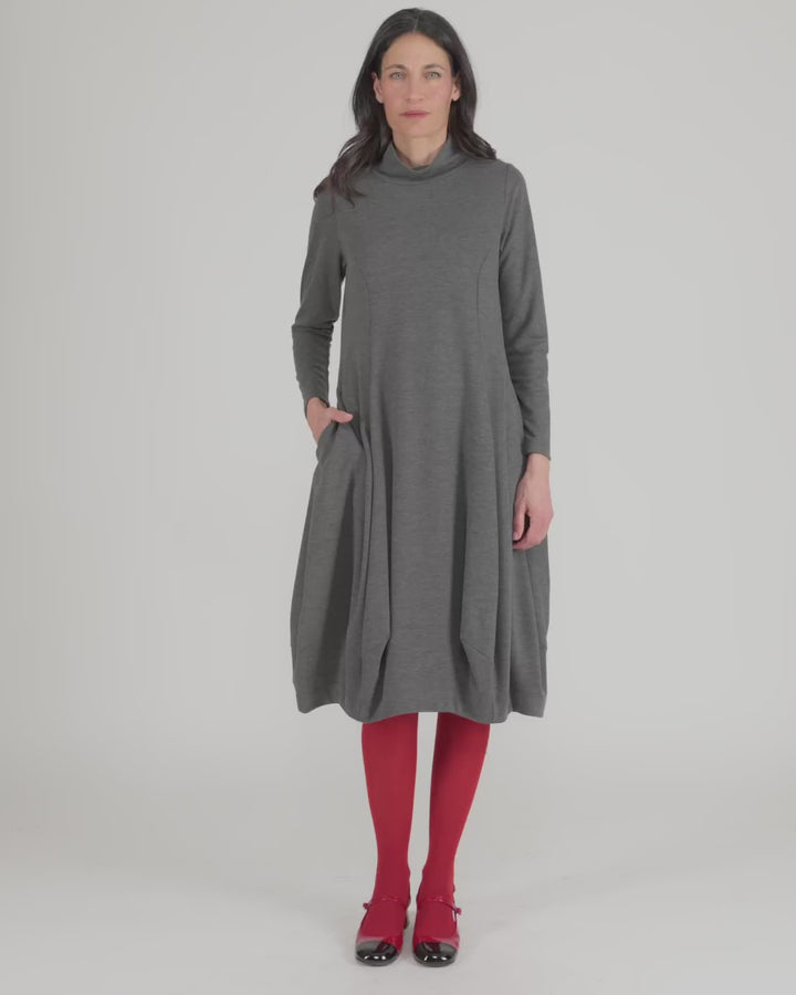 Essential Heavyweight Turtleneck Dress, Grey