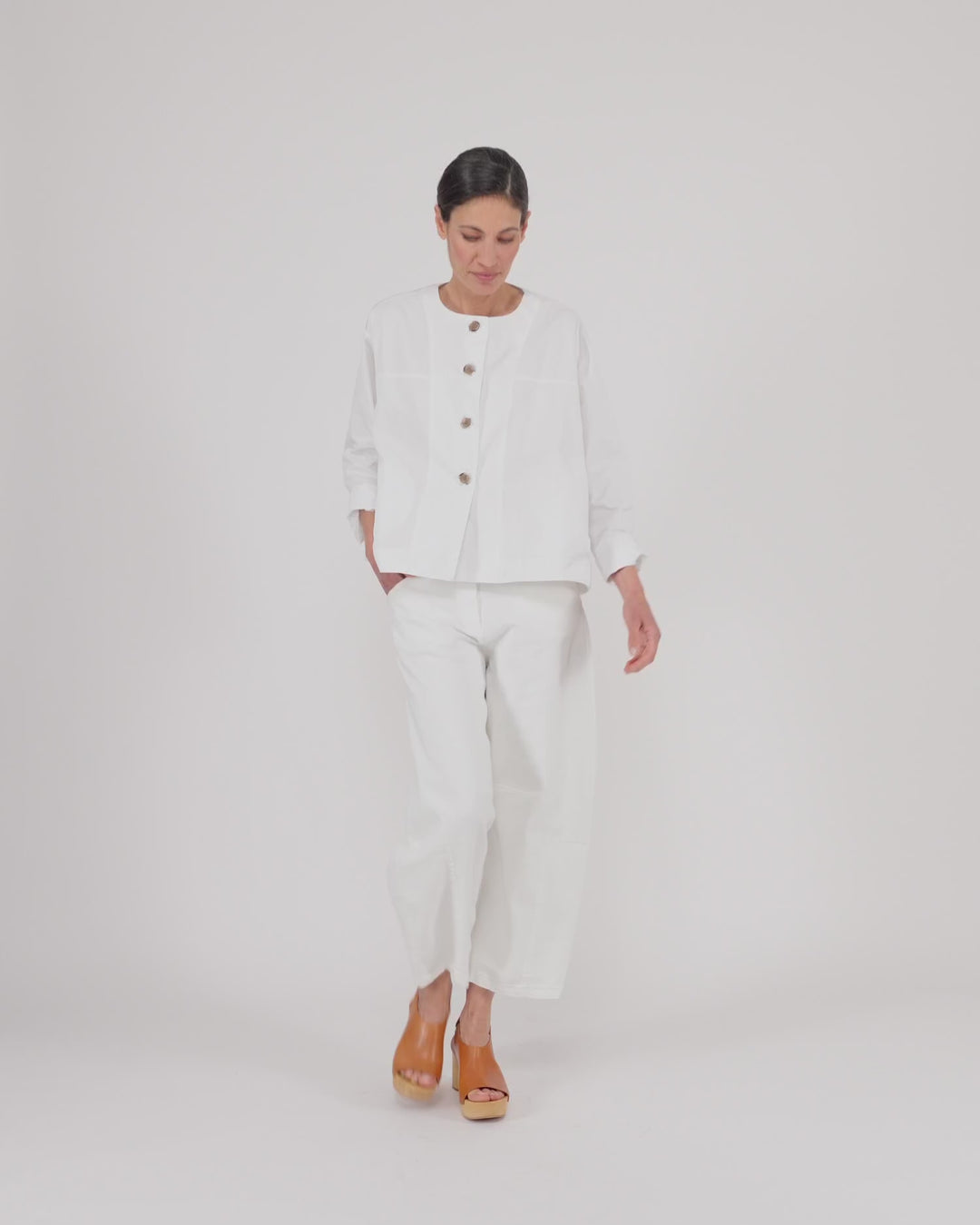 Go-To Barrel Pants, White