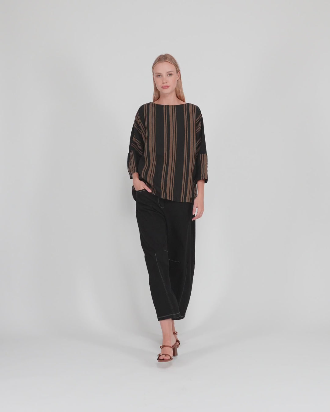 Russet Boxy Top, Sepia/Black