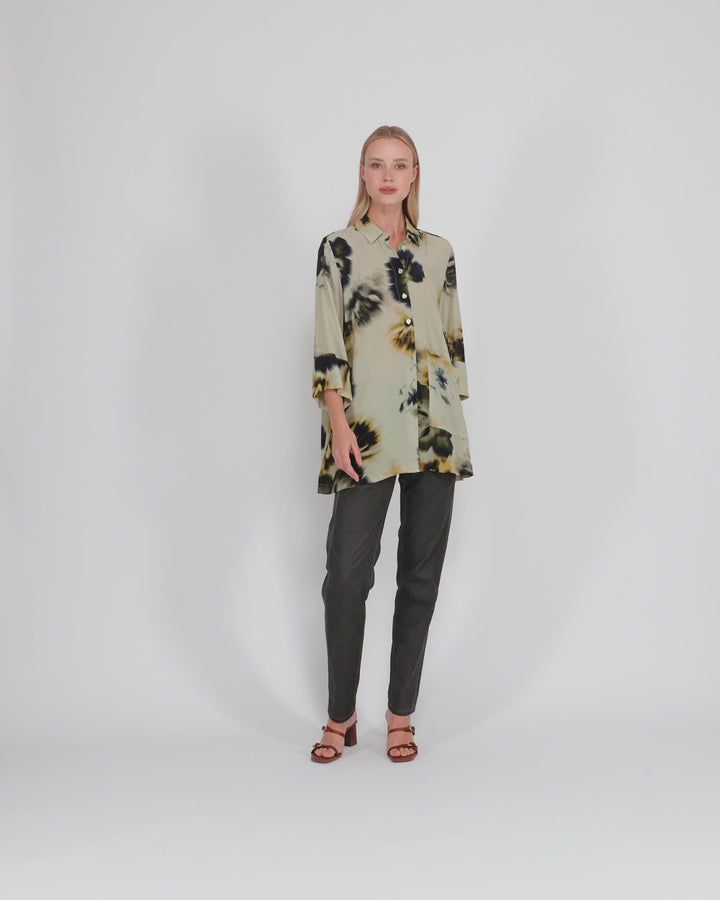 Ambrette Chiffon Tunic, Beige Floral