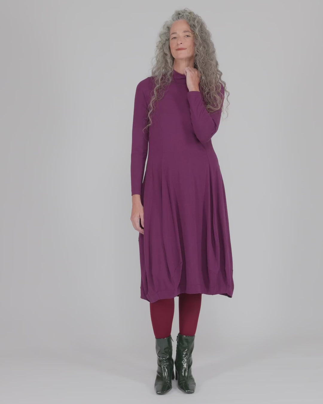 Essential Turtleneck Cocoon Dress, Sangria