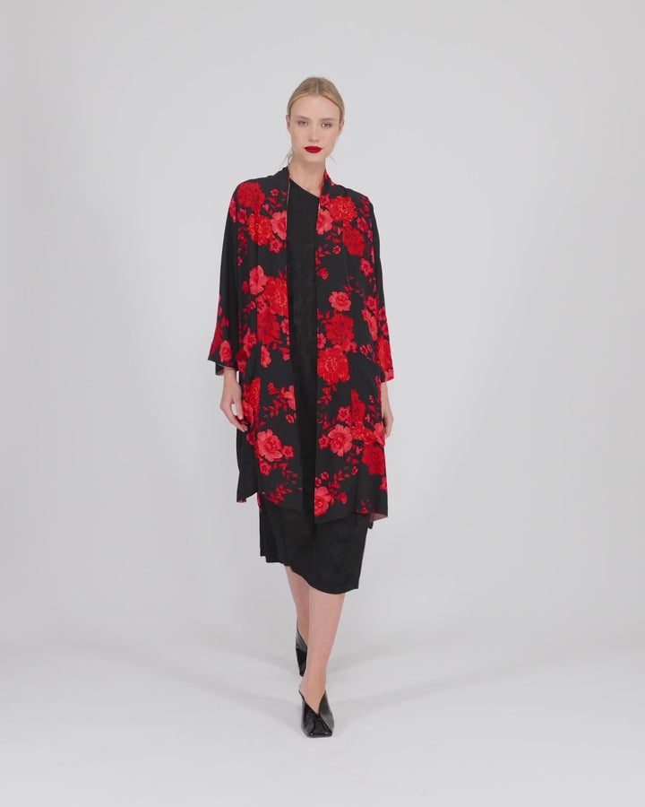 Kao Reversible Robe, Black/Apricot