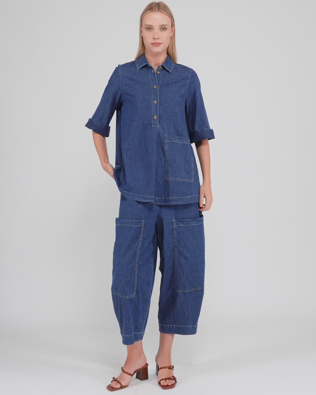 Bold Barrel Capri Pants, Denim