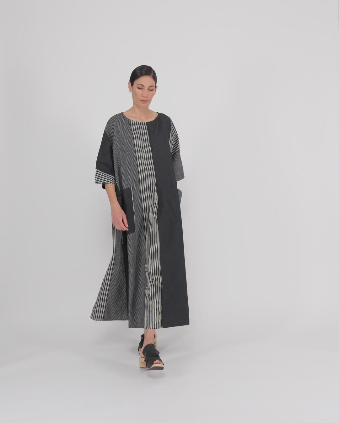 Urban Daybreak Oversized Dress, Slate Stripes