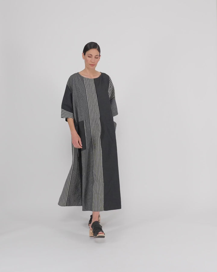 Urban Daybreak Oversized Dress, Slate Stripes