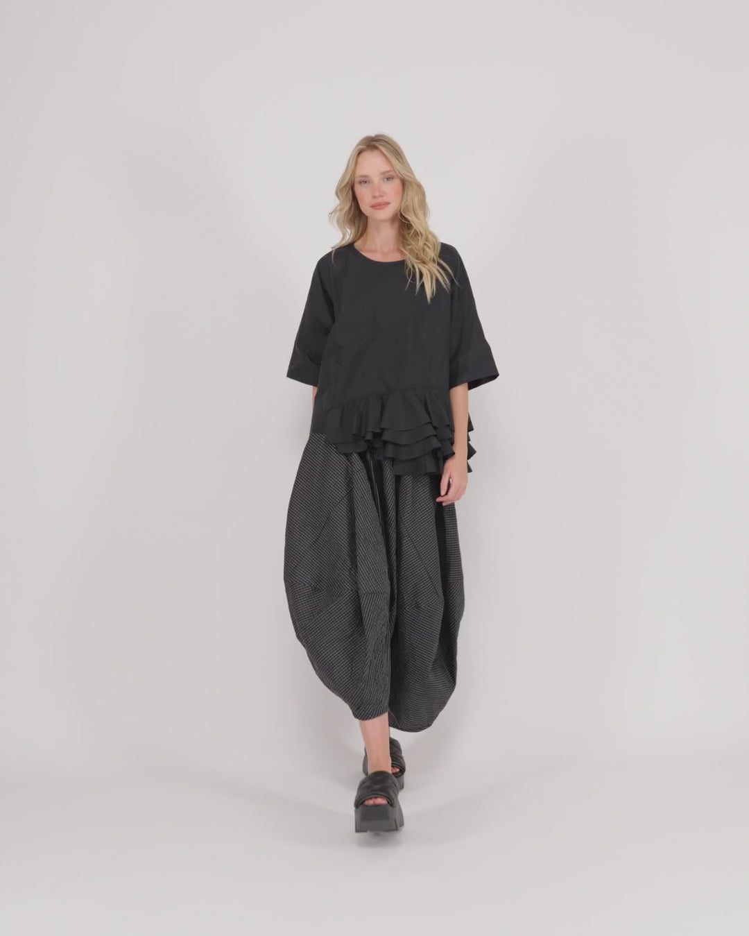 Urban Match Ruffled Top, Black