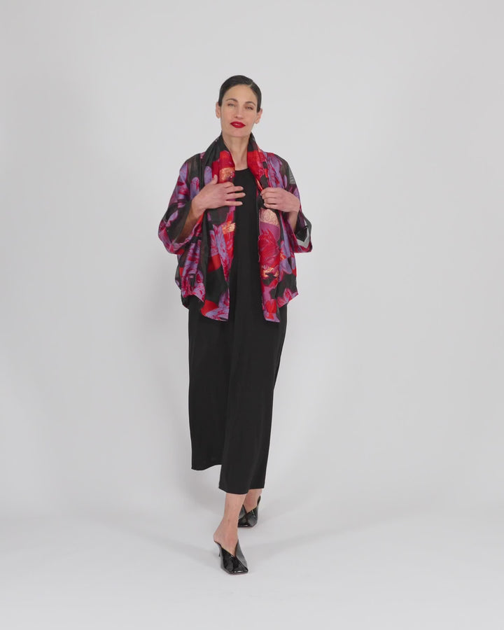Toshi Cocktail Jacket, Red/Purple Floral