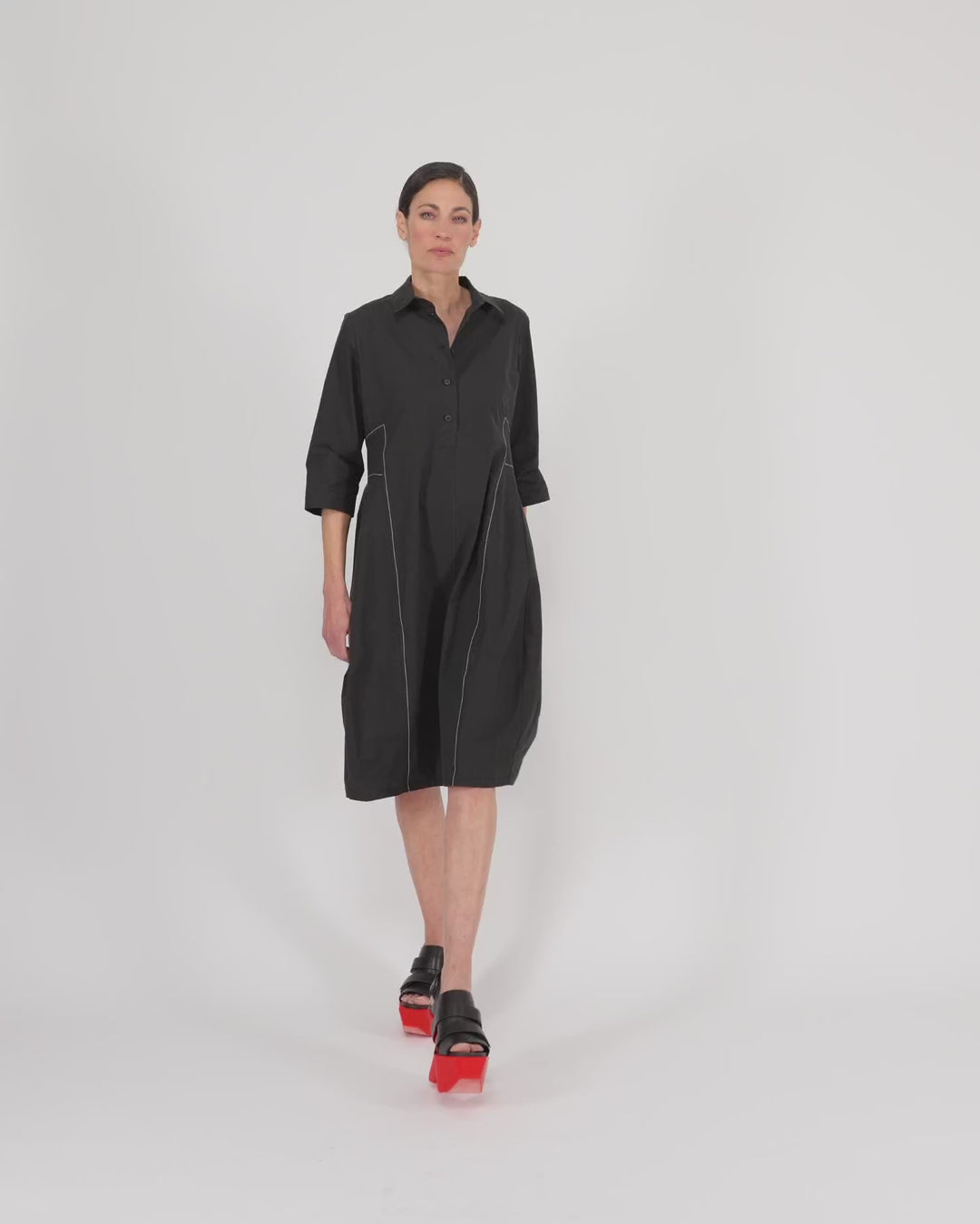 Urban The Edit Cotton Shirtdress, Black