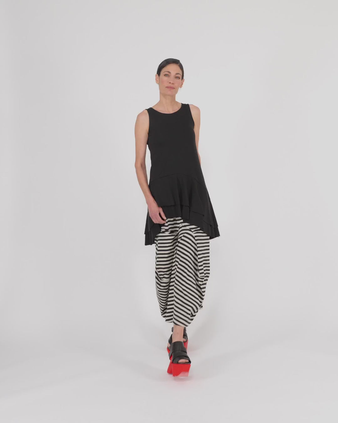 Urban Staple Ruffle Tank, Black