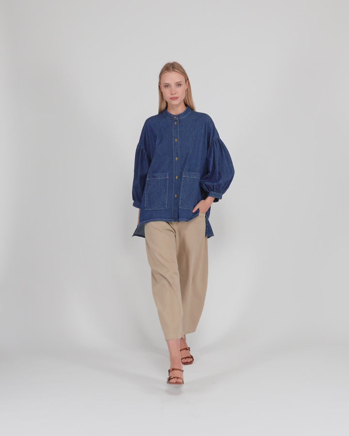 Penelope Puff Top, Denim