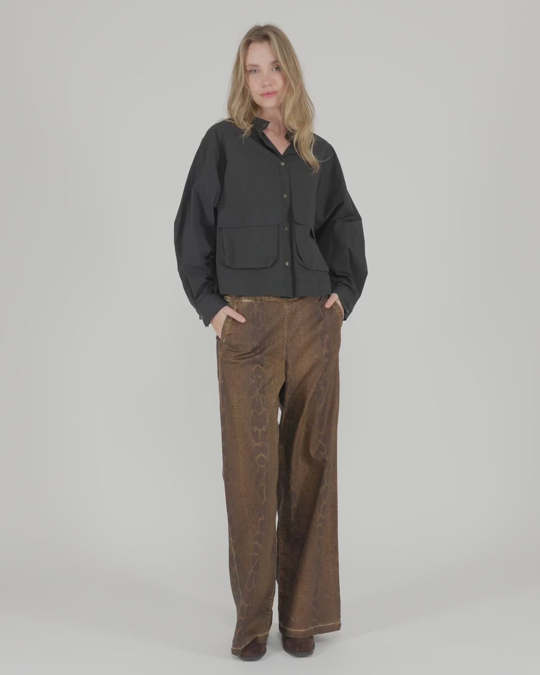 Python Wide Leg Stretch Jeans, Boa
