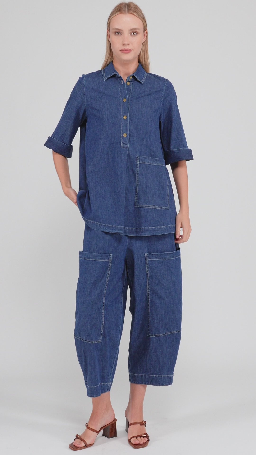 Myles Popover Shirt, Denim