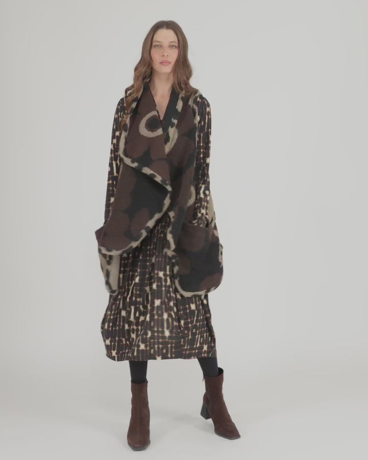 Piped Cozy Draped Vest, Floral
