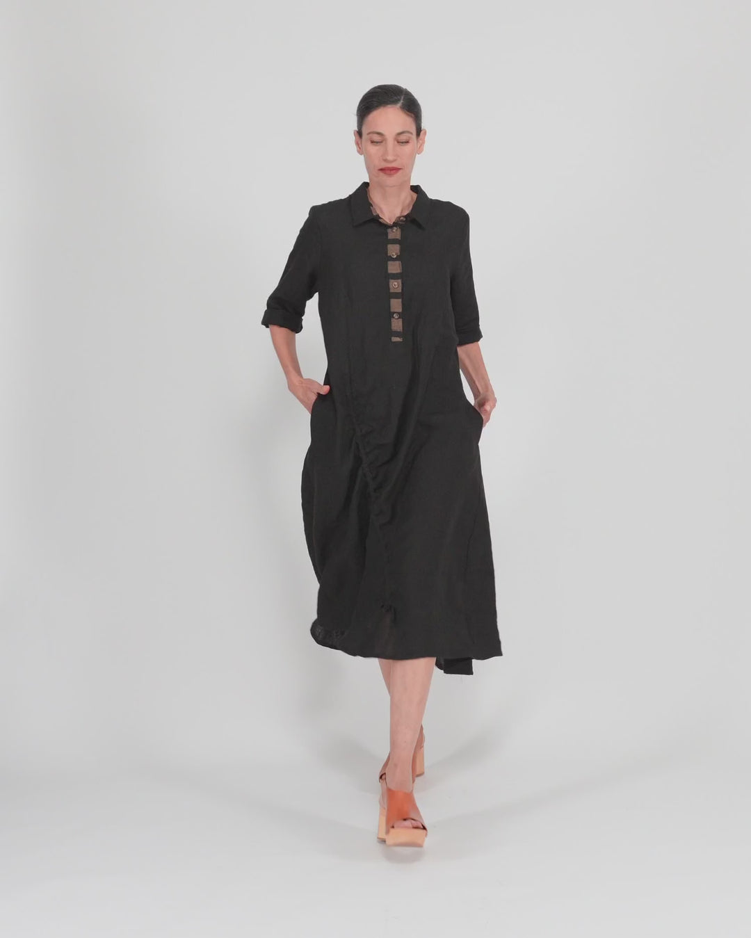 Driftwood Linen Dress, Black