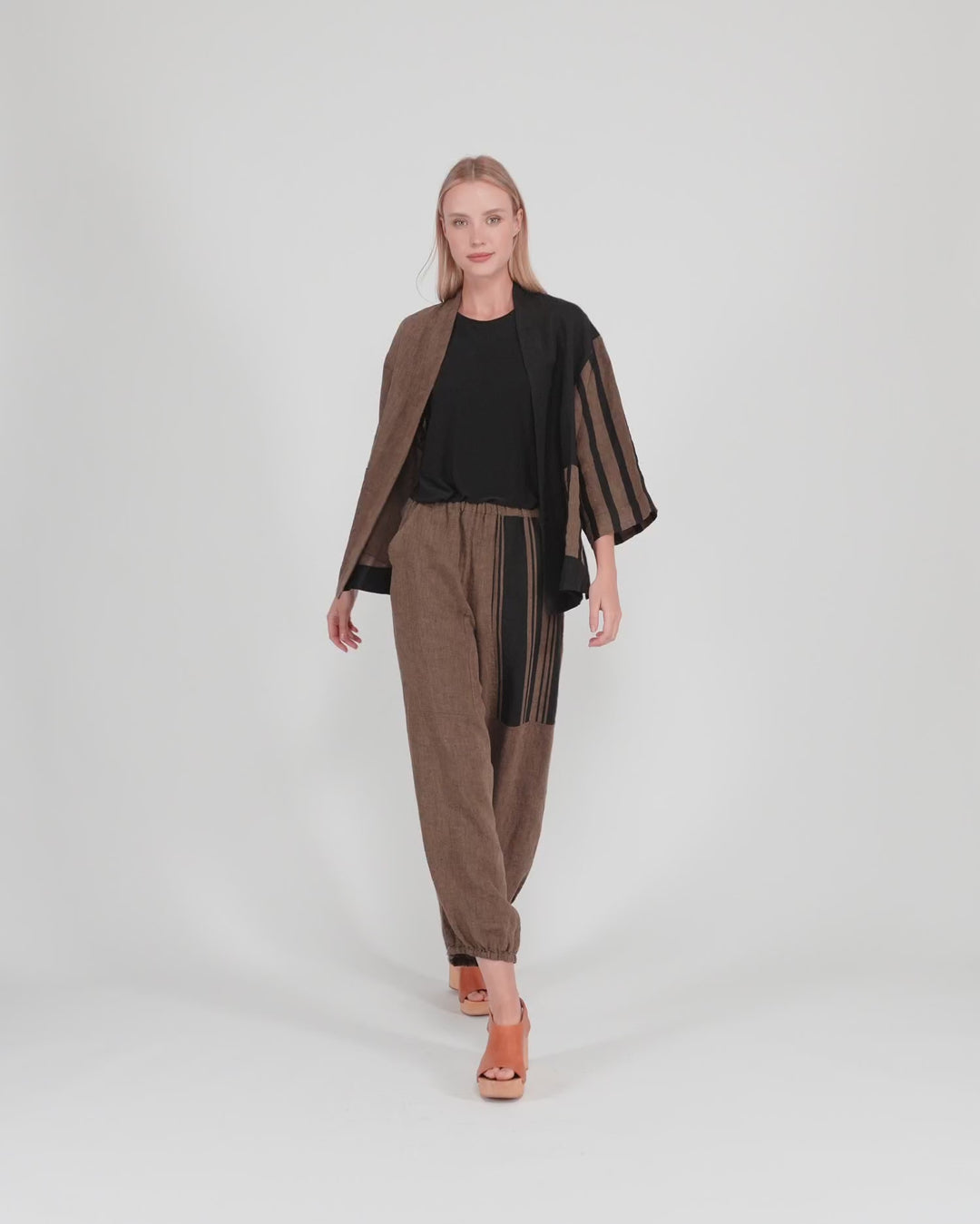 Grotto Linen Jacket, Sepia/Black