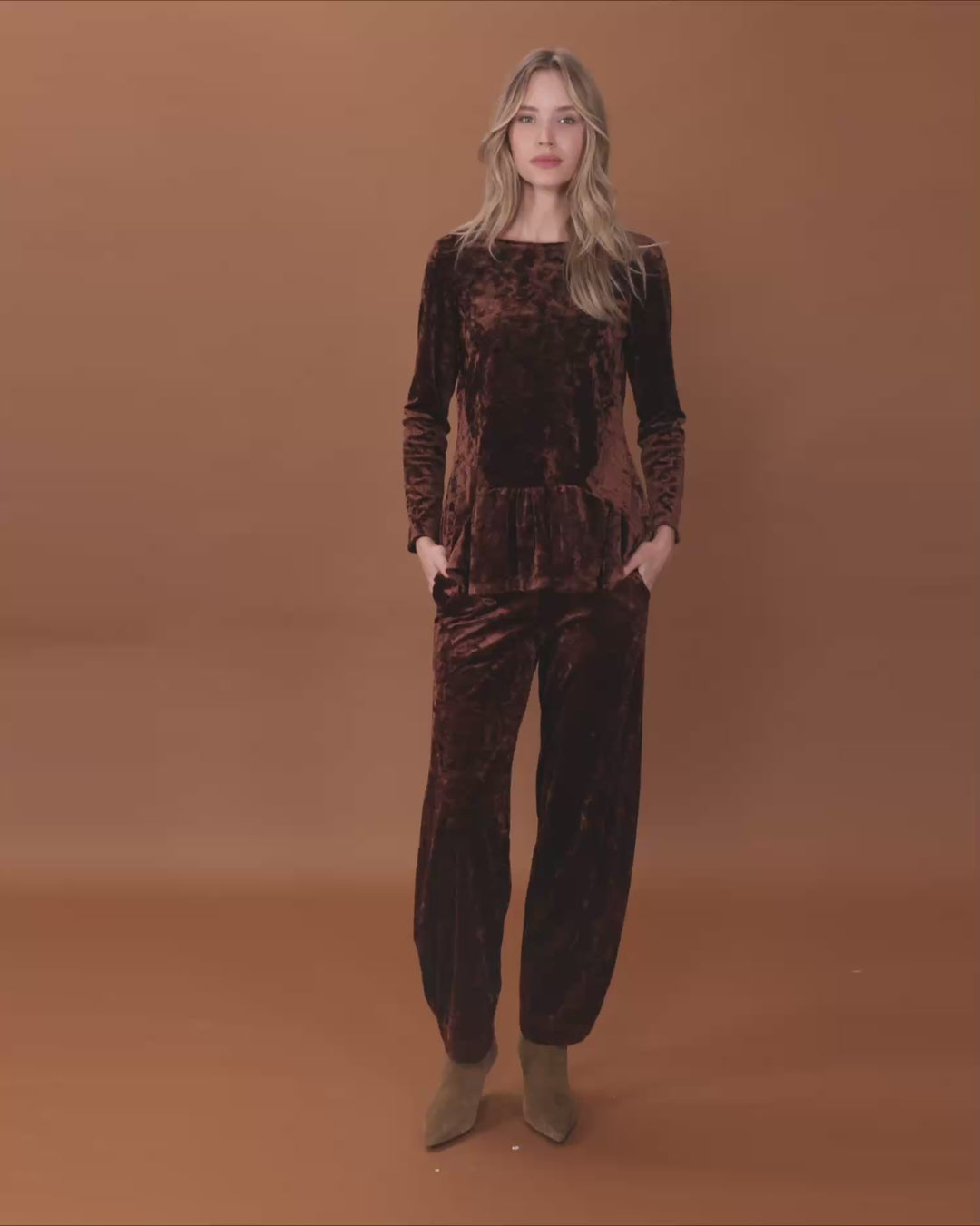 Crushed Velvet Addison Top, Maple