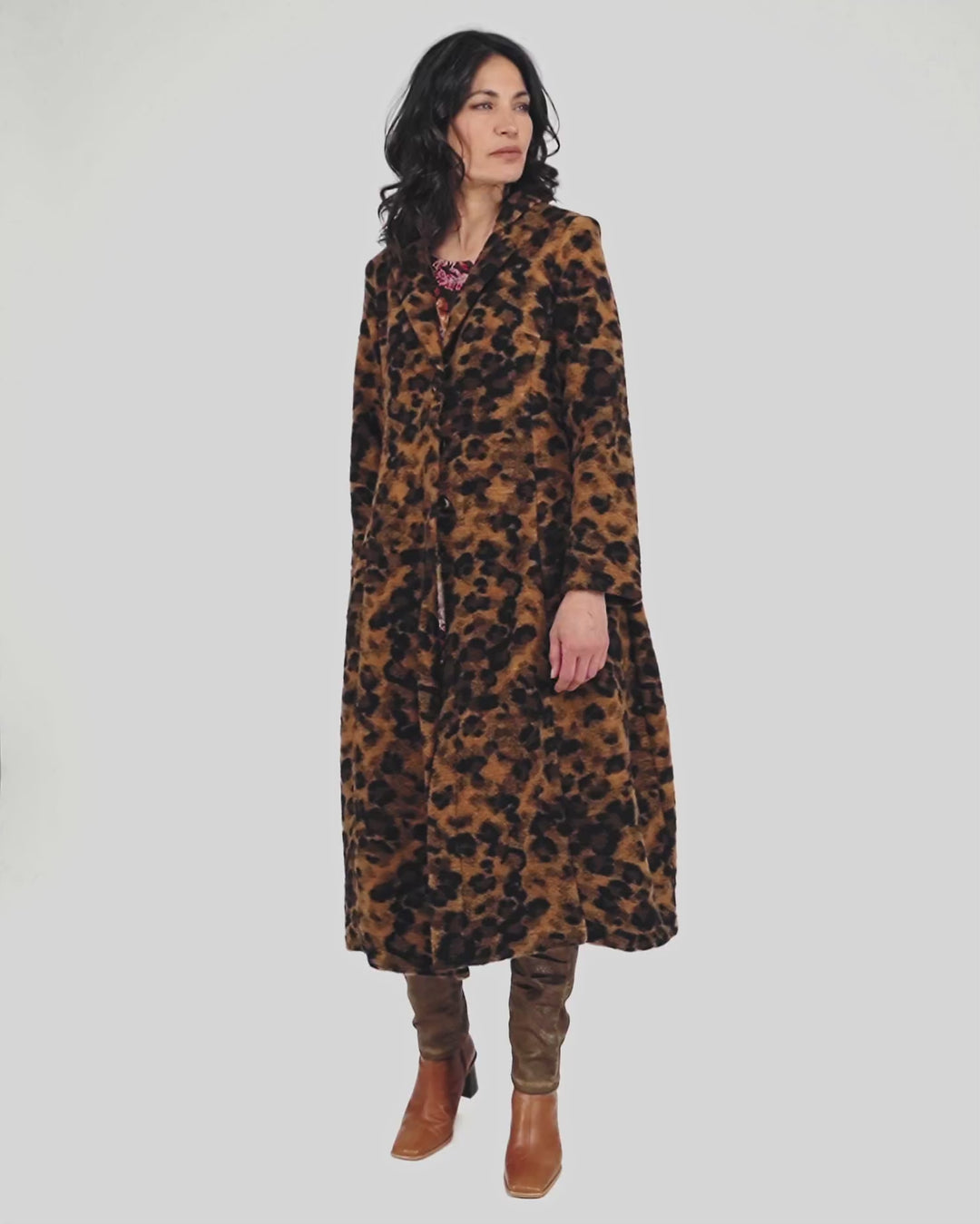 Blondie Cocoon Coat, Leopard