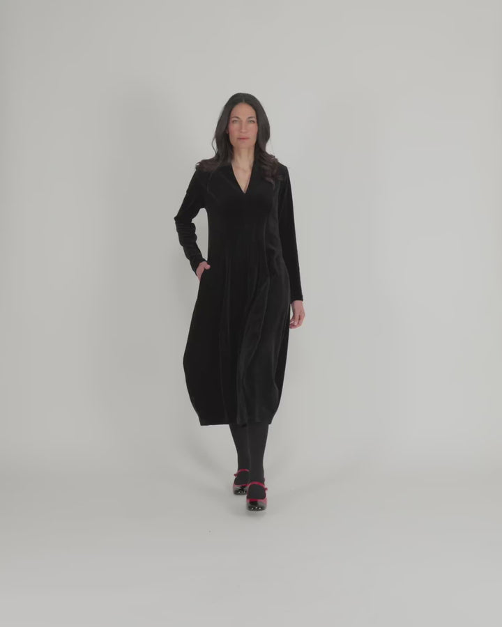 Everyday Velvet Cocoon Dress, Black