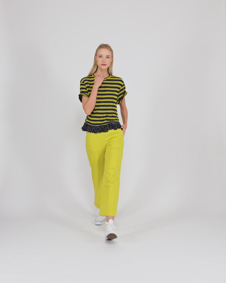 Sunrise Ruffle Tee, Yellow/Navy