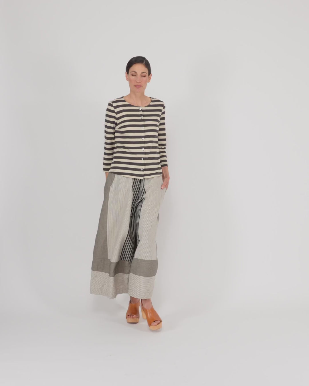 Urban Marisol Wide Leg Pant, Sand Stripes