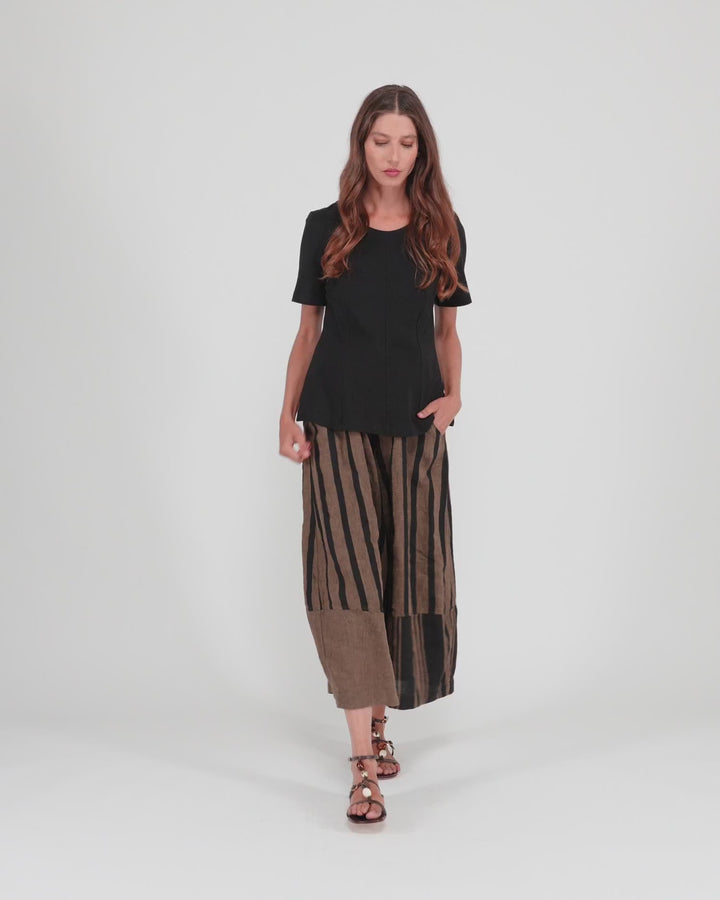 Mesa Linen Wide Leg Pants, Sepia/Black