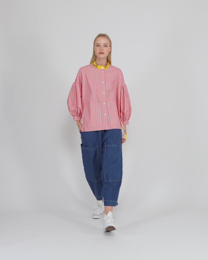 Camellia Puff Shirt, Blush