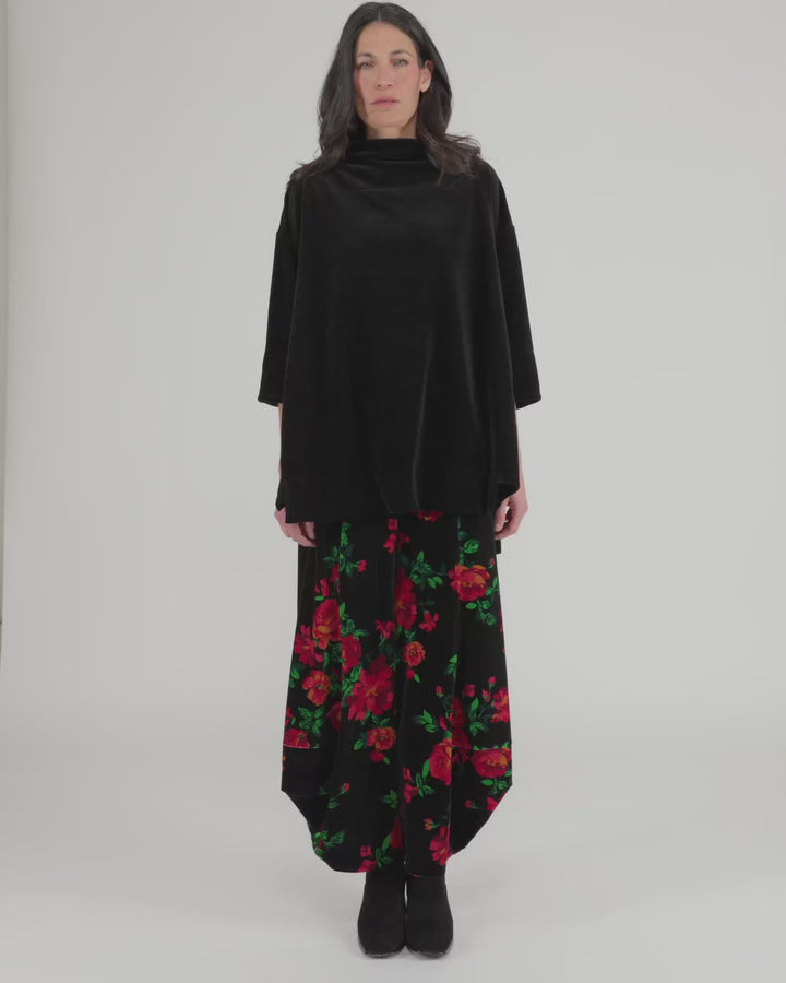 Everyday Velvet Trapeze Top, Black