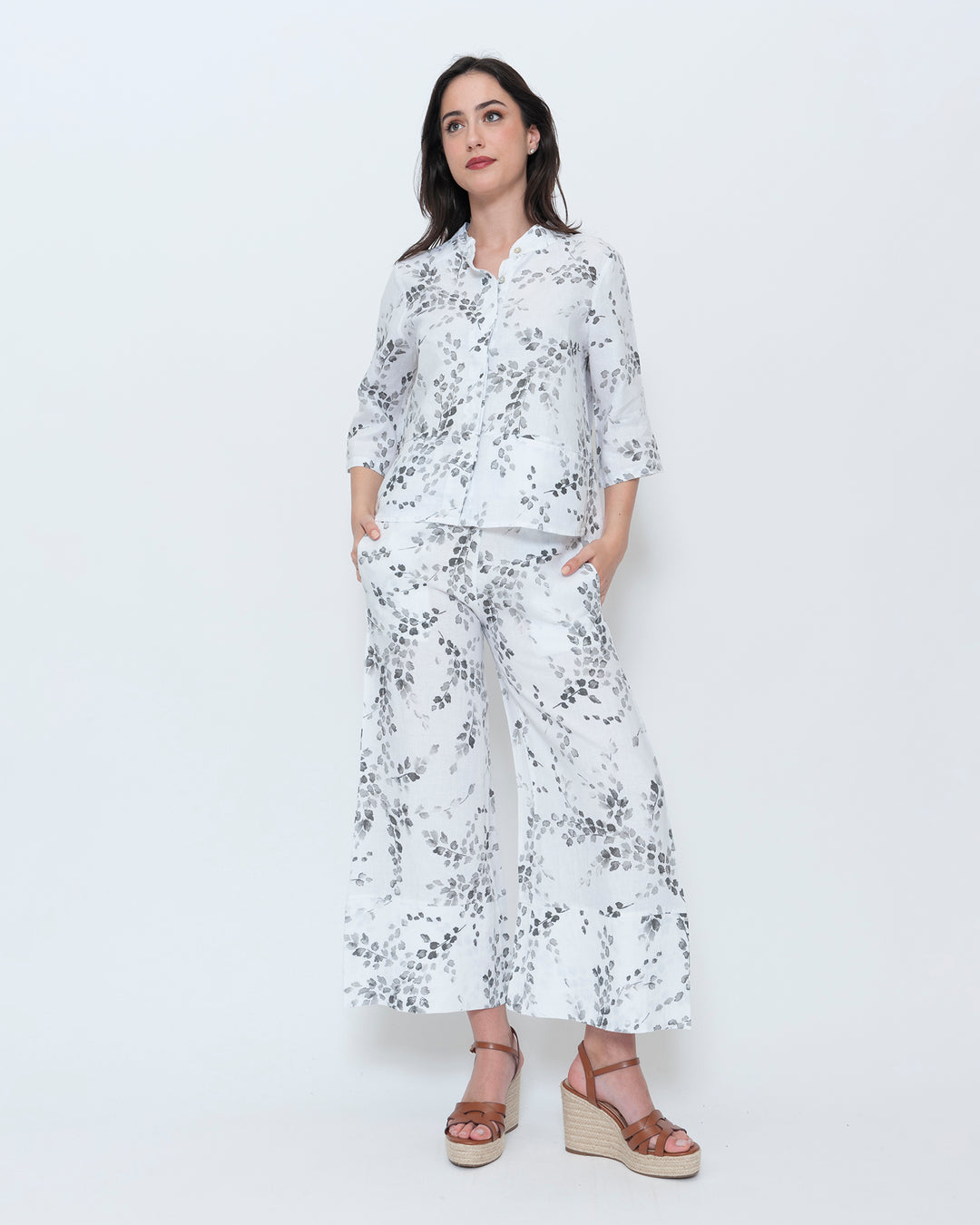 Blueberry Flare Trouser, White Flora