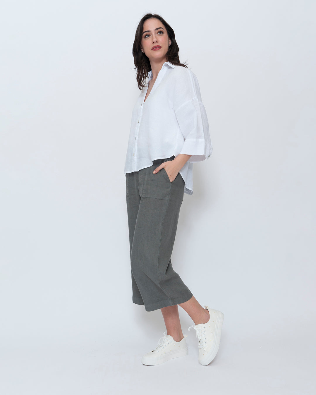 Blueberry Flow Shirt, White