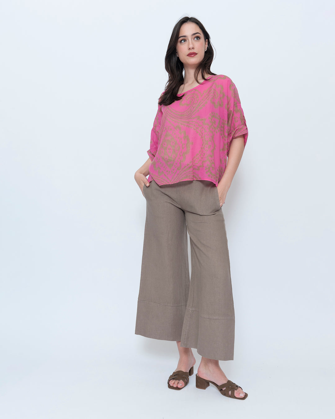 Blueberry Breeze Top, Fuchsia Paisley