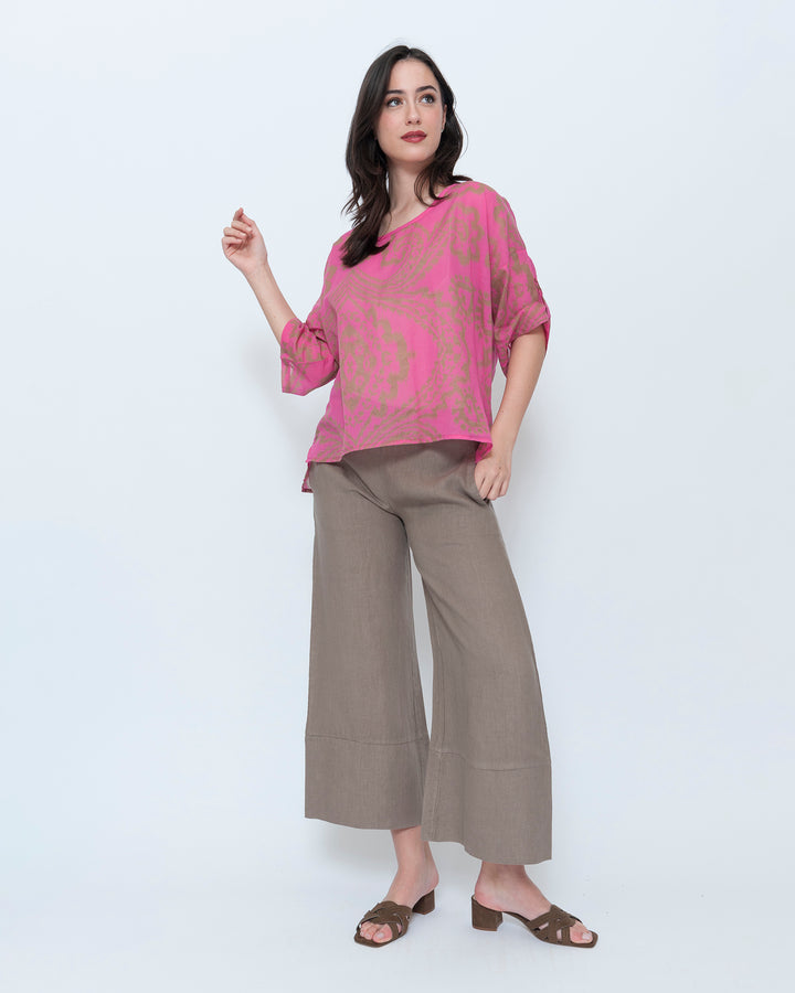 Blueberry Breeze Top, Fuchsia Paisley