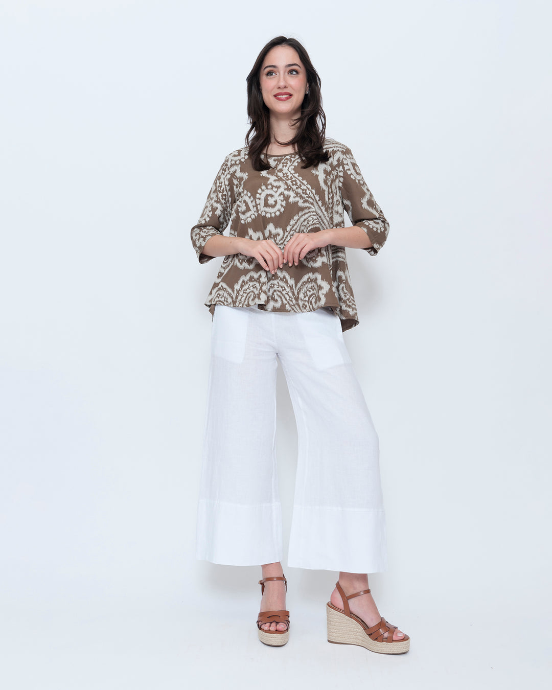 Blueberry Easy A-Line Top, Chocolate Paisley