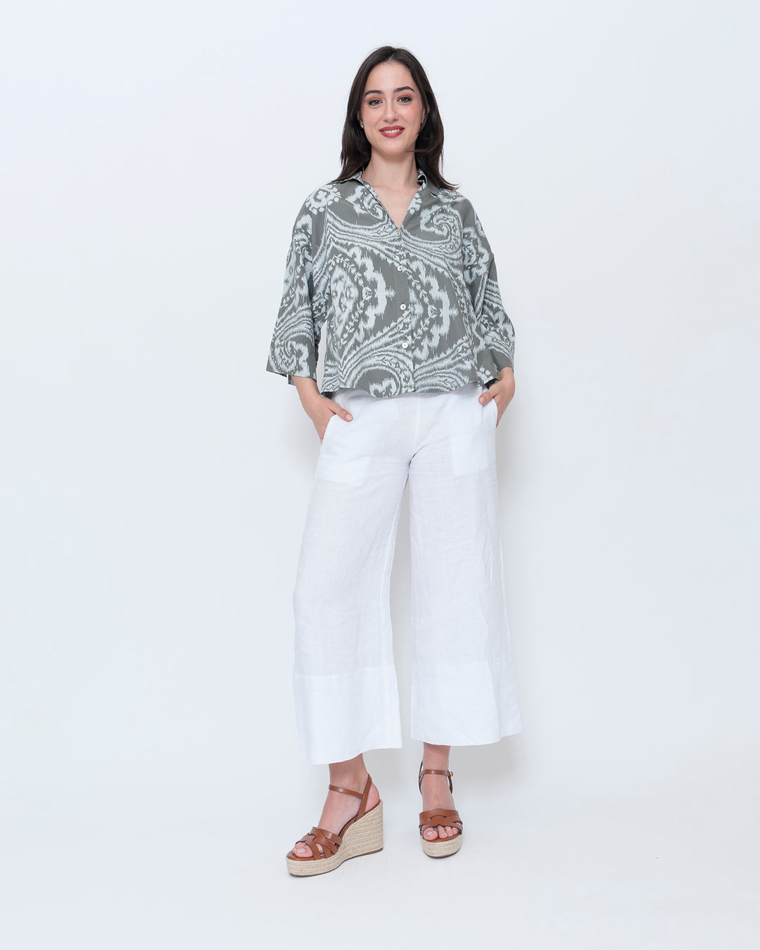 Blueberry Flow Shirt, Slate Paisley