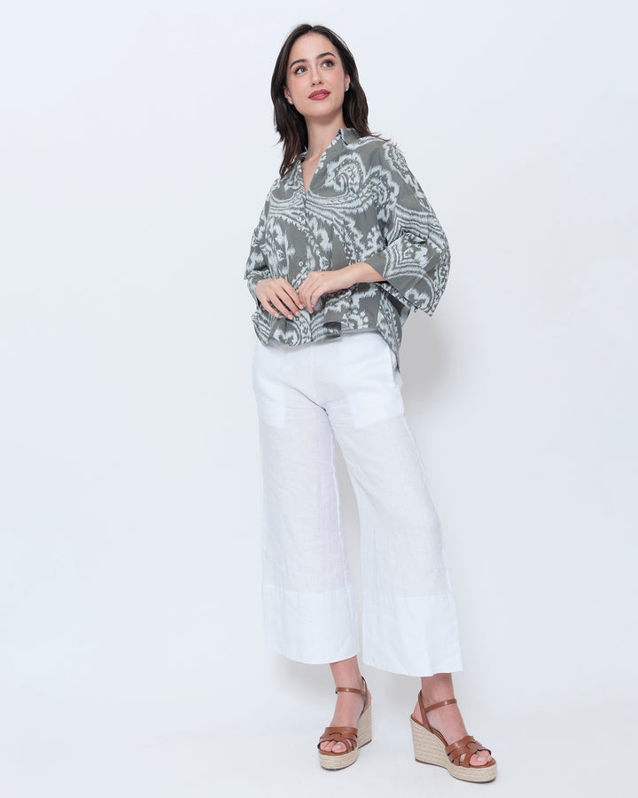 Blueberry Flow Shirt, Slate Paisley