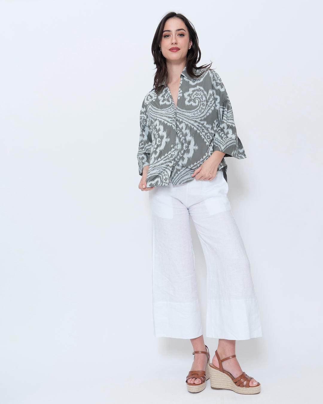 Blueberry Flow Shirt, Slate Paisley