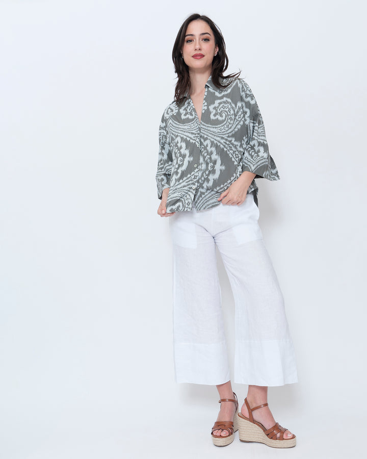 Blueberry Flow Shirt, Slate Paisley