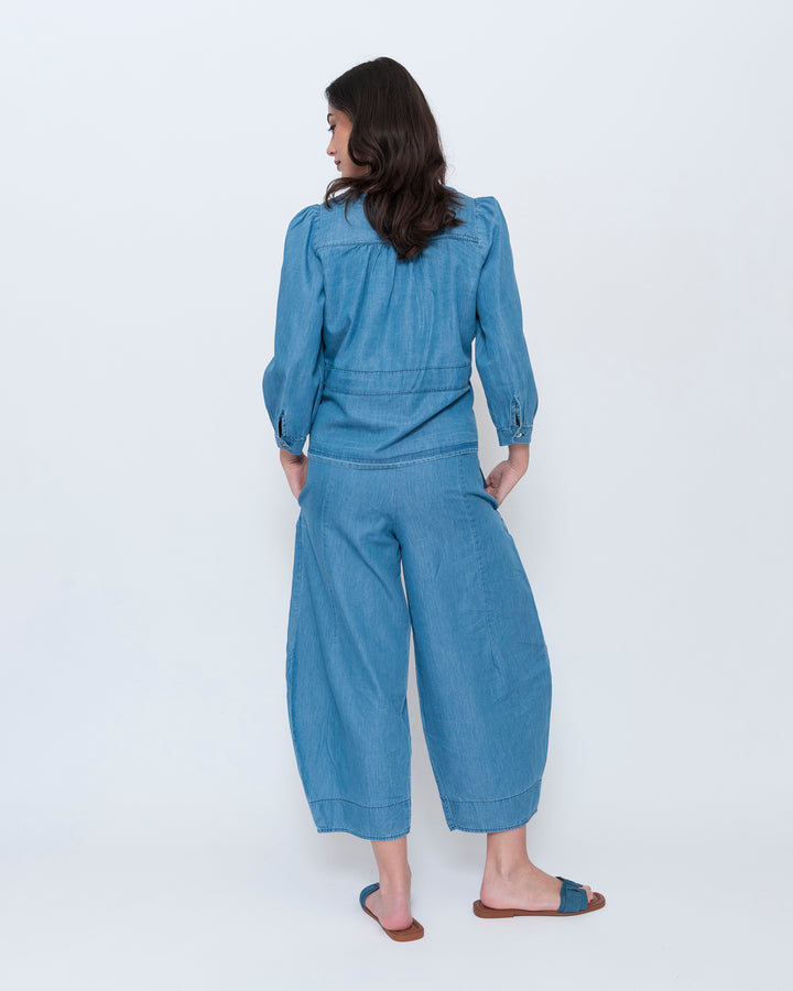 Blueberry Cinch Waist Top, Denim