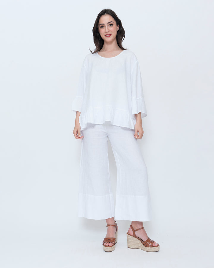 Blueberry Folk Tunic, White